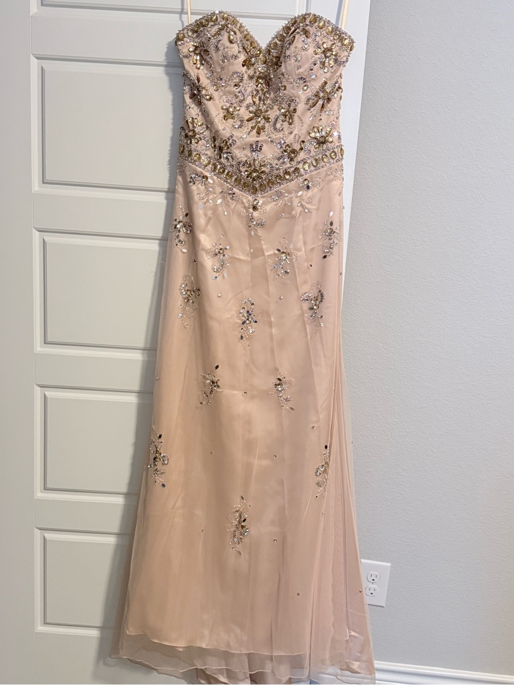 Mori Lee Pale Blush Satin Dress